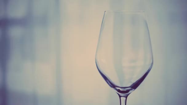 Verre à vin vide à l'intérieur, verre à vin pour boisson de vacances et apéritif, fond pour marque d'alcool et spiritueux — Video