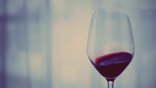 Copo de vinho tinto à noite ao pôr-do-sol, bebida de férias e aperitivo como fundo para a marca de álcool e bebidas espirituosas — Vídeo de Stock