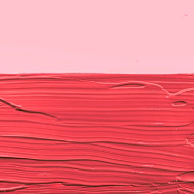 Kırmızı fırça darbesi ya da makyaj lekesi yakın çekim, güzellik kozmetiği ve ruj dokusu