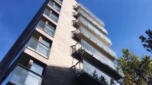 Modern apartment blocks and contemporary residential building, architecture and real estate in european city — Stock Video
