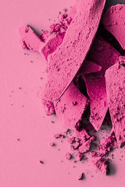 Pink eye shadow powder as makeup palette closeup, crushed cosmetics and beauty texture clipart