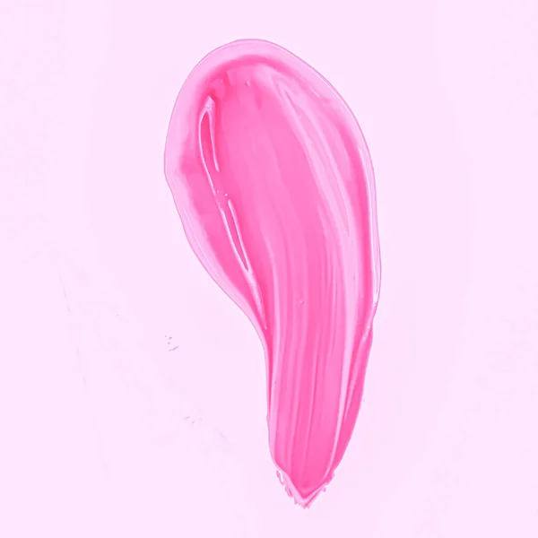Roze penseelstreek of make-up vlek close-up, beauty cosmetica en lippenstift textuur — Stockfoto