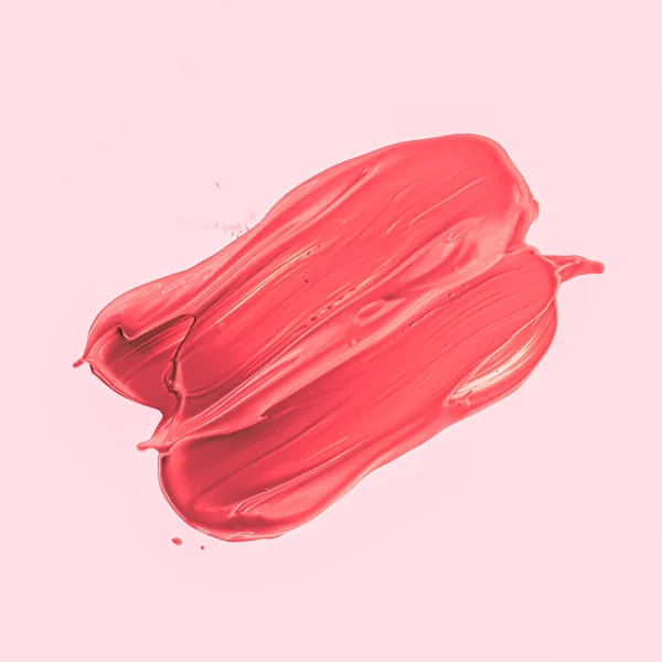 Vörös ecset stroke vagy smink folt közelkép, szépség kozmetikumok és rúzs textúra — Stock Fotó
