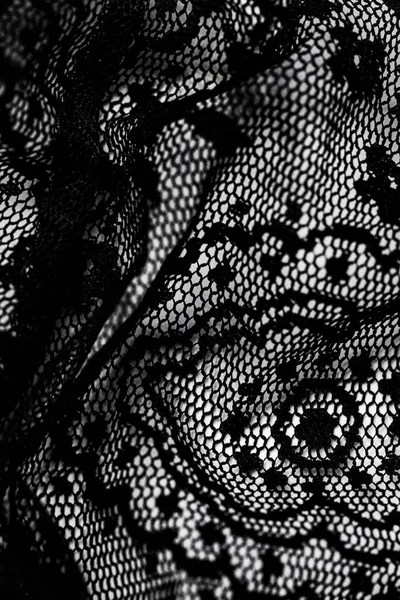 Siyah dantel dokusu, kumaş ve tekstil arkaplanı — Stok fotoğraf