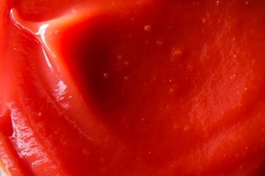 Organik ketçap, domates sosu yakın plan, yemek arkaplanı ve ev yapımı tarif.