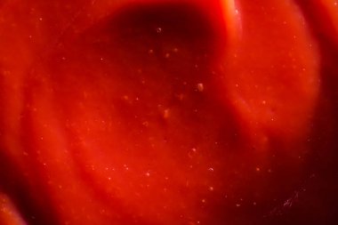 Organik ketçap, domates sosu yakın plan, yemek arkaplanı ve ev yapımı tarif.