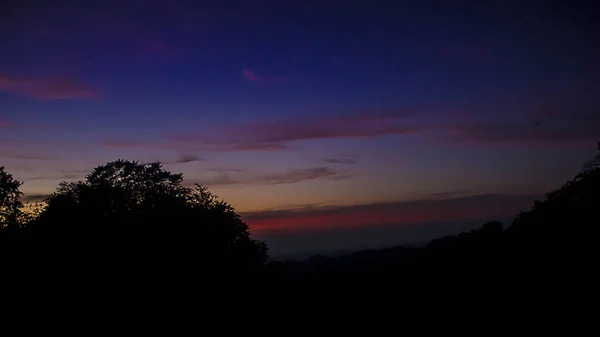 Montagna Nebbioso Natura Scenario Alba Sfondo Foresta Nebbia Paesaggio Viaggio — Foto Stock