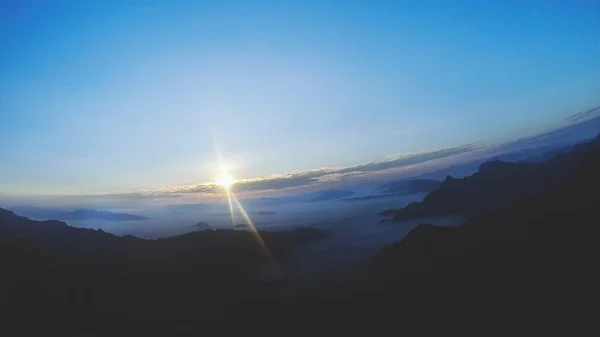 Natur Sonnenaufgang Wolken Himmel Thailand Bergwald Nebel Sommer Hintergrund — Stockfoto