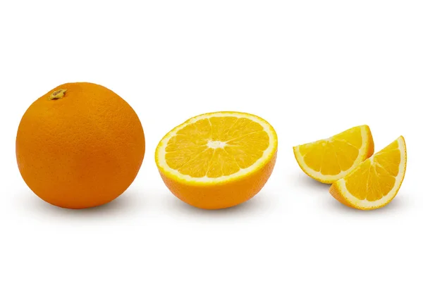 Set of half, slice, piece orange fruits isolated on white backgr — Stock Photo, Image