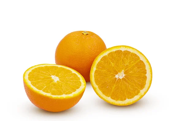 Sliced orange fruit isolated on white background with clipping p — Stock Photo, Image