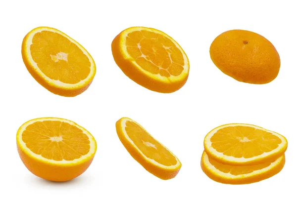 Sliced orange fruit isolated on white background with clipping p — Stock Photo, Image