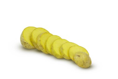 Beyaz arkaplanda kırpma yolu ile izole edilmiş patates dilimi