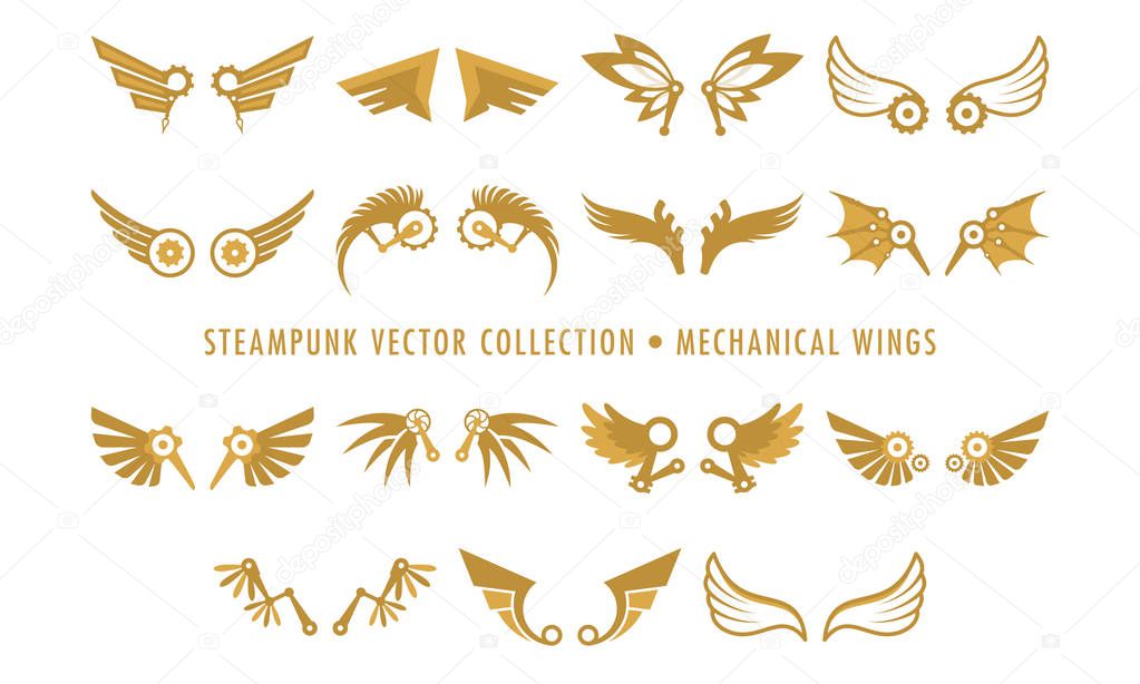 Steampunk Collection Isolated - Mechanical Wings