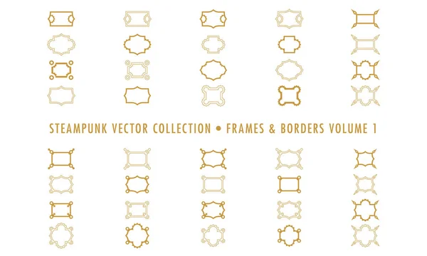 Steampunk Collection Isolated Frames Borders — Stock Vector
