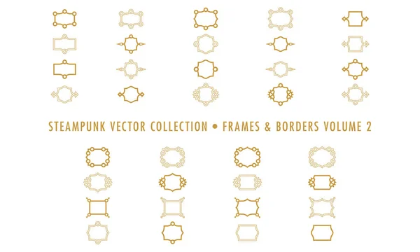 Steampunk Collection Isolated Frames Borders — Stock Vector