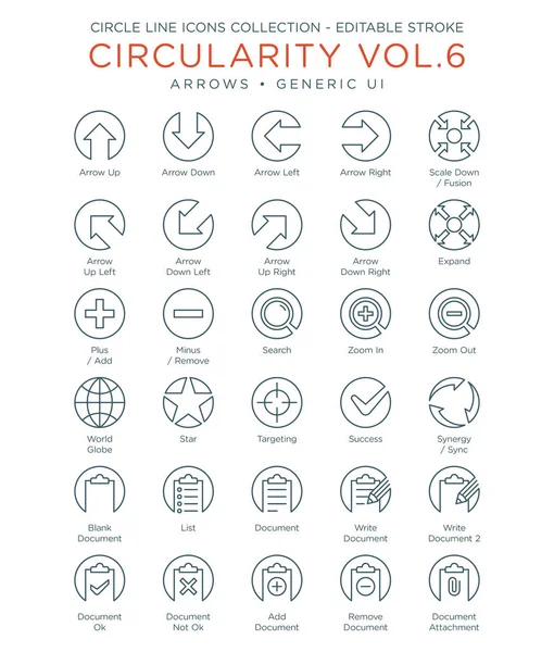 Circle Icons Collection Generic Arrows — Stock Vector