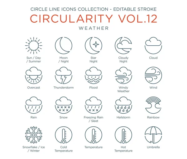 Circle Icons Collection Weather — Stock Vector