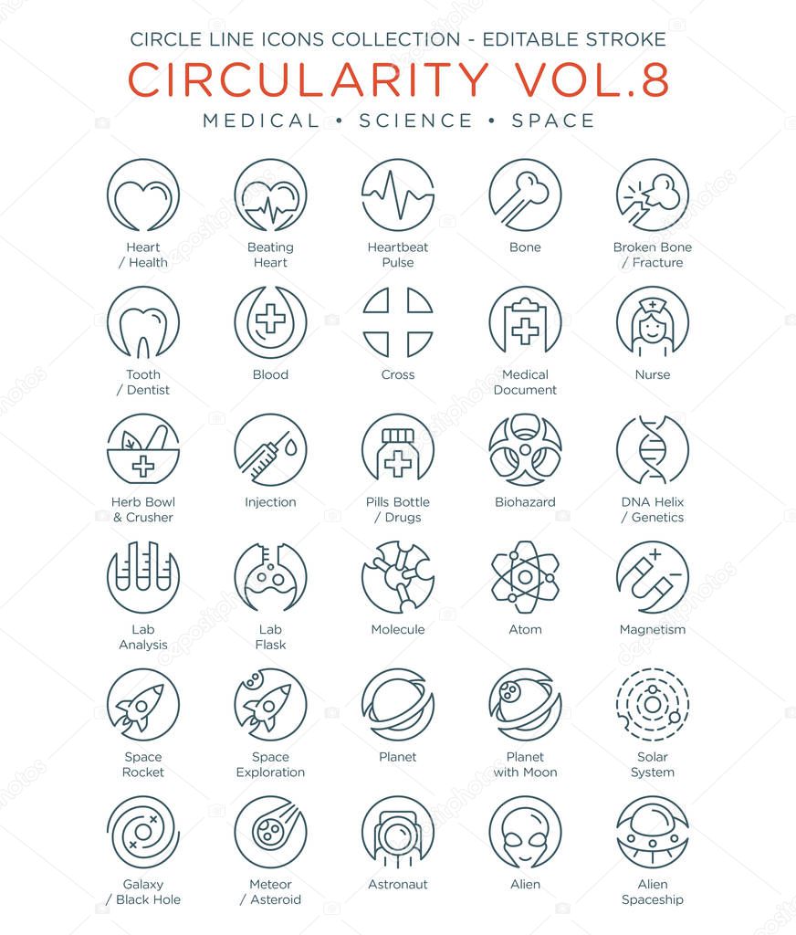 Circle Icons Collection - Medical, Science and Space