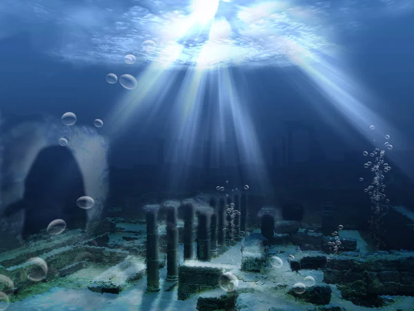 Atlantis Ruinas Sumergidas Bajo Agua —  Fotos de Stock