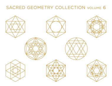 Sacred Geometry Vector Collection - Golden isolated on white clipart