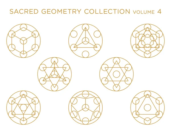 Sacred Geometry Vector Collection Golden Isolated White Stock Vector