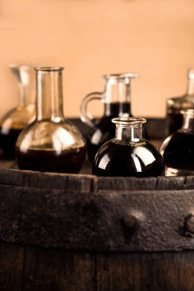 Old Barrel Bottles Balsamic Vinegar Modena — Stock Photo, Image