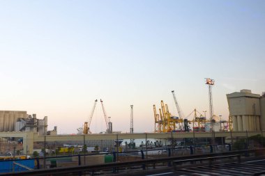 Barcelona, İspanya - 17 Ağustos 2017: Seaport Hill Hava görünümünü.