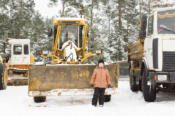 Borisov Belarus February 2018 Powerful Road Construction Equipment Construction Highway — Stock Photo, Image
