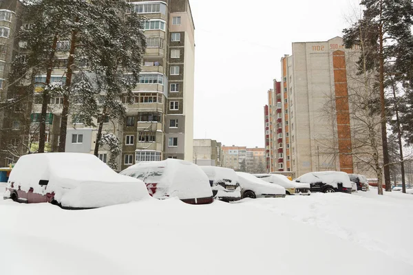 Borisov Weißrussland März 2018 Schnee Fiel März Und Machte Autofahrern — Stockfoto