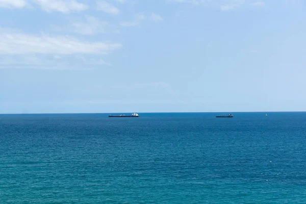 Blue Sea Surface Small Ships Horizon — Stock Photo, Image