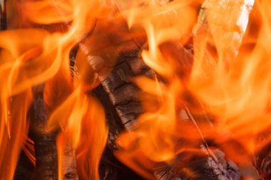 siyah kömürleri sıcak kızıl alevler vardır