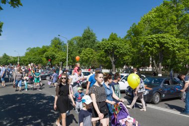 Borisov, Belarus - 09 Mayıs 2018: büyük bir bölgesel şehirde zafer gününü kutluyoruz.