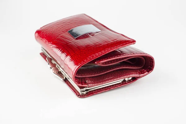 Rode portemonnee op witte achtergrond — Stockfoto