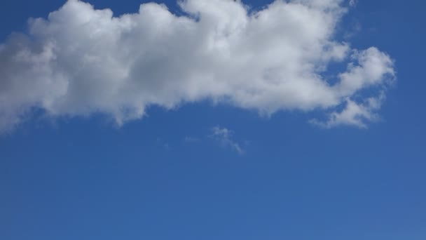 Weiße Wolken Rauschen Einem Sonnigen Tag Schnell Den Blauen Himmel — Stockvideo