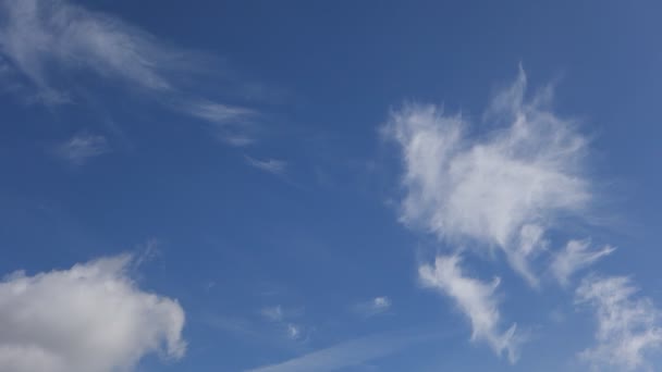 Nuvens Brancas Voando Rapidamente Céu Azul — Vídeo de Stock