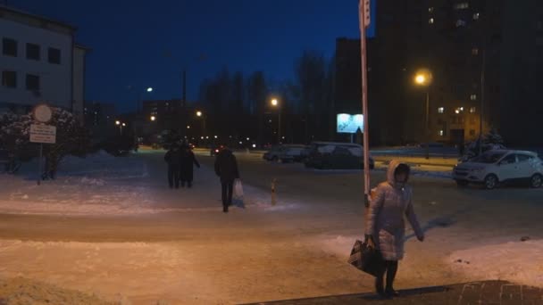 鲍里索夫 白俄罗斯 2016年1月19日 城市夜间生活 — 图库视频影像