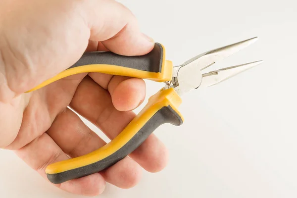 Pliers with a long working part and dielectric handles — Stock Photo, Image