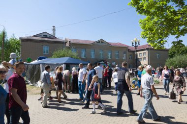 Borisov, Belarus - 09 Mayıs 2018: büyük bir bölgesel şehirde zafer gününü kutluyoruz.