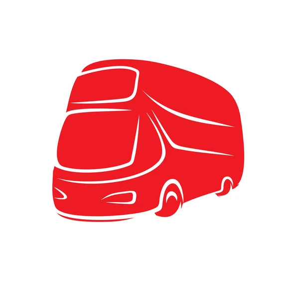 Red double-decker bus in the style of brush strokes — Stock Vector