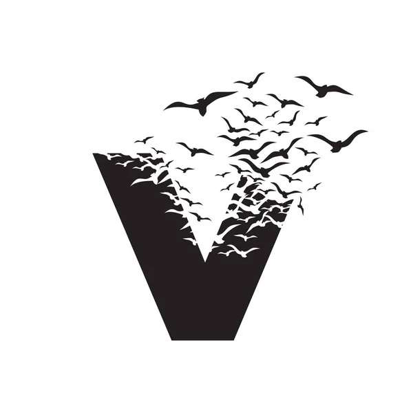 Yıkım etkisiyle V harfi. Dağılım. Kuşlar