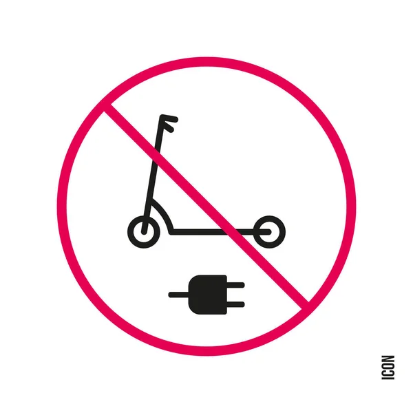 Запретительный Знак Можете Заряжать Электрические Скутеры — стоковый вектор