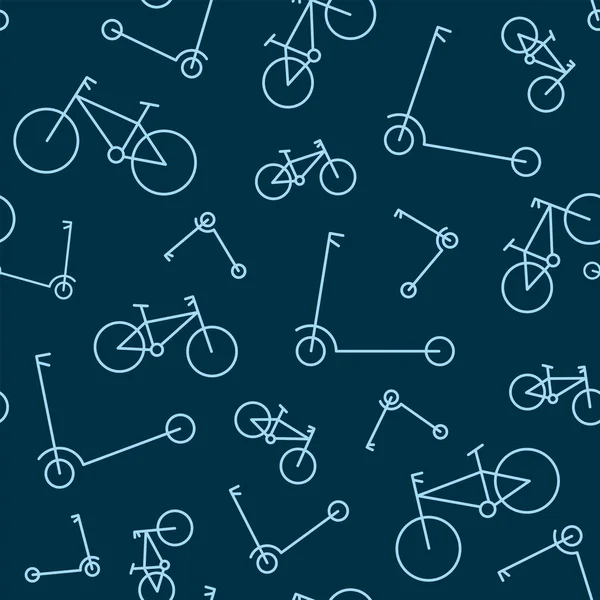 无缝图案 打印衣服 包装的样式 自行车和电动车的背景 — 图库矢量图片