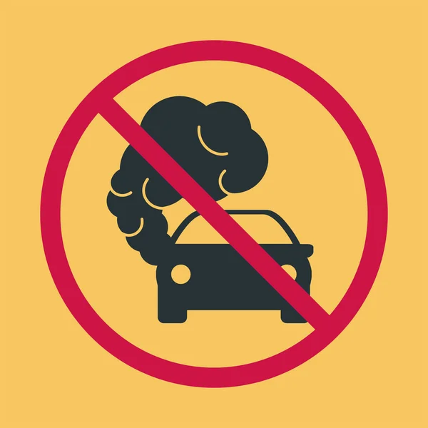 Prohibición Señales Gases Escape Peligrosos Icono Del Coche Con Gases — Archivo Imágenes Vectoriales