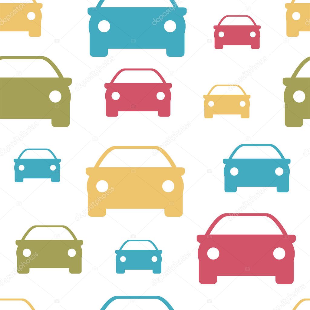 Seamless pattern. Print for clothes. Patterns for packaging. Car icon.