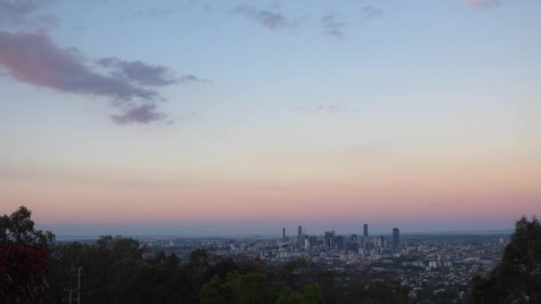 Vista Cidade Brisbane Monte Coot Tha Pôr Sol Queensland Austrália — Vídeo de Stock