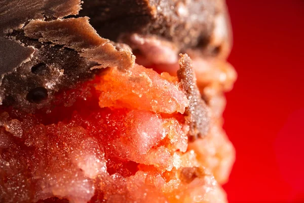 Detailed Closeup Macro Photo Choc Cherry Slice — Stock Photo, Image