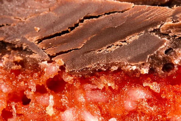 Foto Macro Closeup Detalhada Choc Cherry Slice — Fotografia de Stock