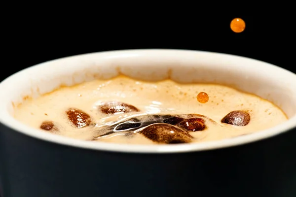 Detailed Macro Closeup Photo Black Coffee Splash — Stock Photo, Image