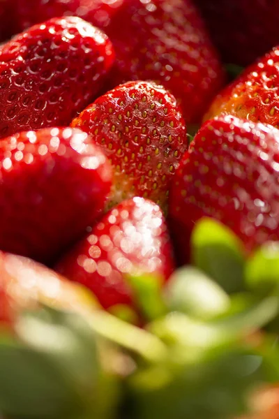 Textura Primer Plano Detallada Macro Foto Fresas Fondo Comida — Foto de Stock