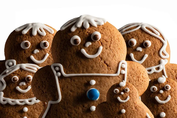 Gingerbread Family Concept Macro Closeup Food Christmas Background — Stock Photo, Image